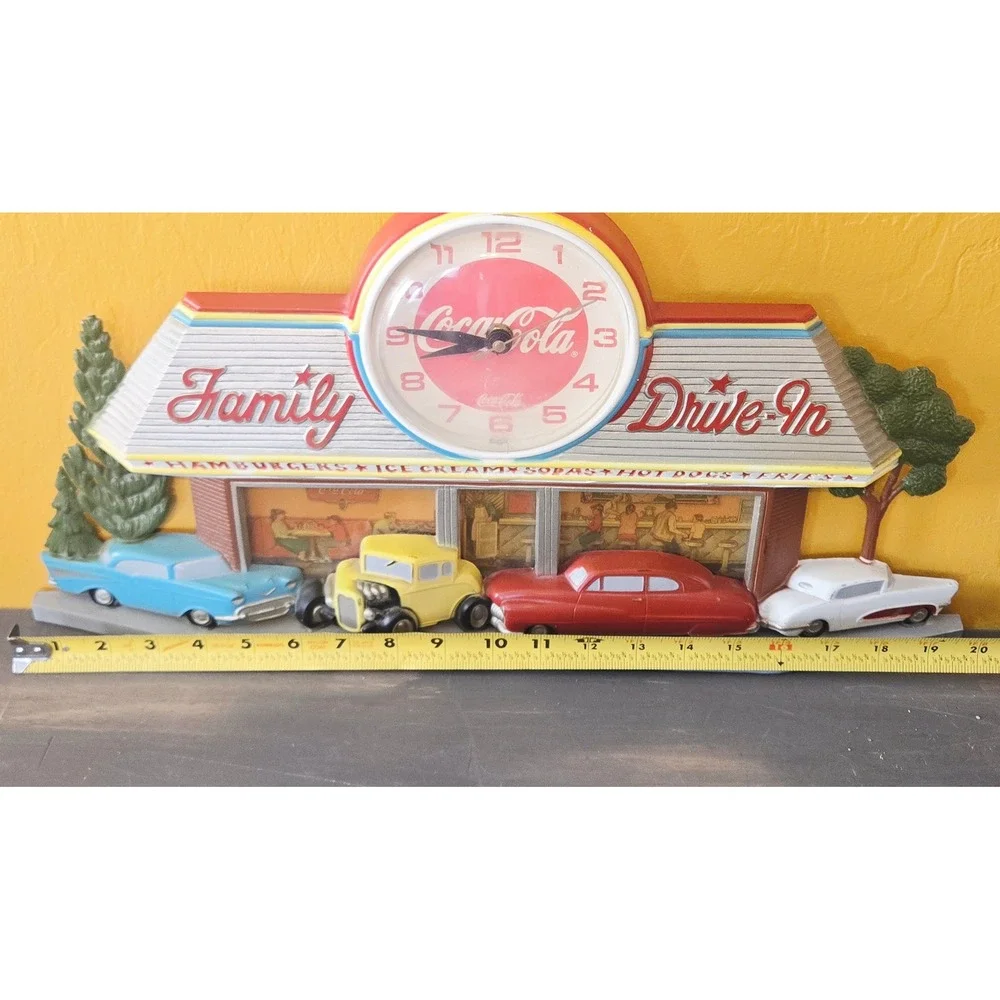 Coca-Cola Family Drive-In Wall Clock Vintage Burwood Products Retro 1988 WORKS